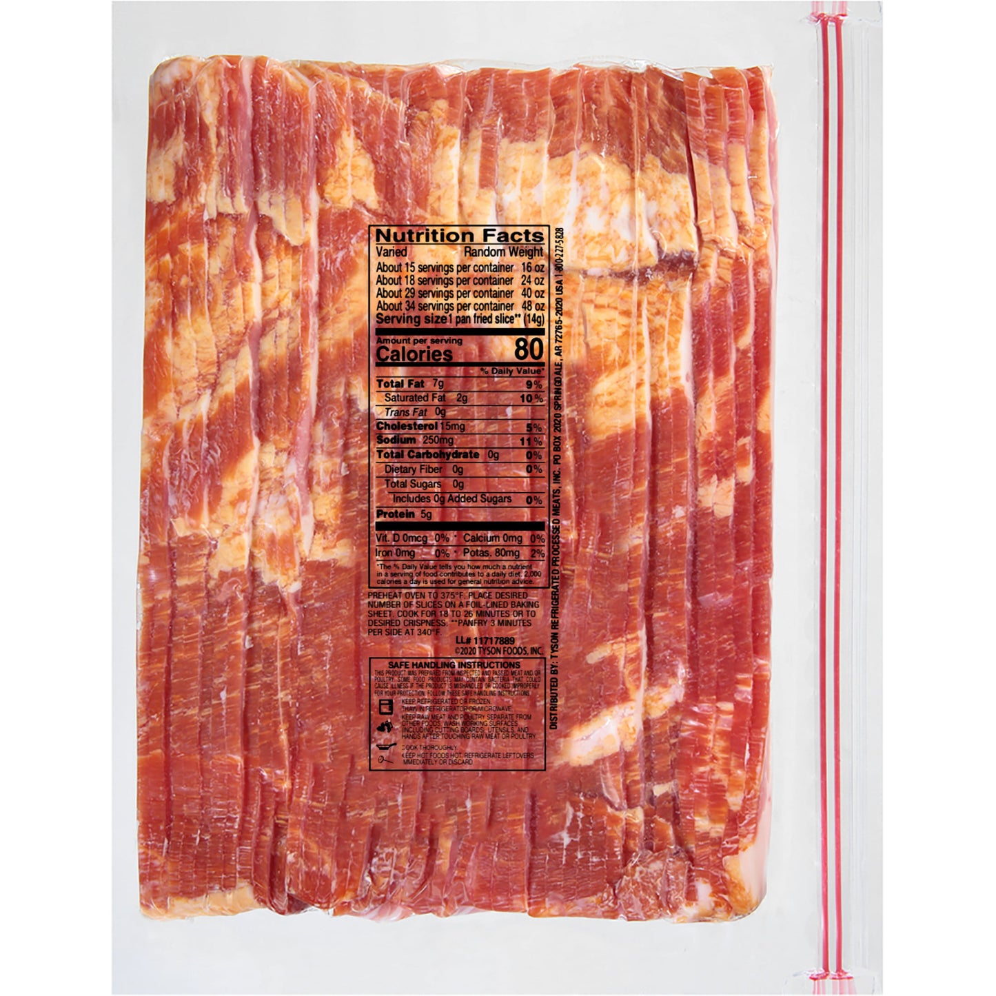 Wright Brand Thick Sliced Hickory Smoked Bacon, 3 lb.