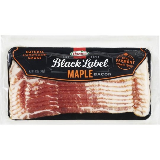 HORMEL BLACK LABEL Maple Pork Bacon, Gluten Free, 12 oz Plastic Package