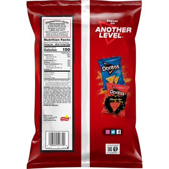 Doritos Nacho Cheese Tortilla Snack Chips,Party Size, 14.5 oz Bag