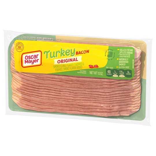 Oscar Mayer Gluten Free Turkey Bacon with 58% Less Fat & 57% Less Sodium, 12 oz Pack, 21-23 Slices