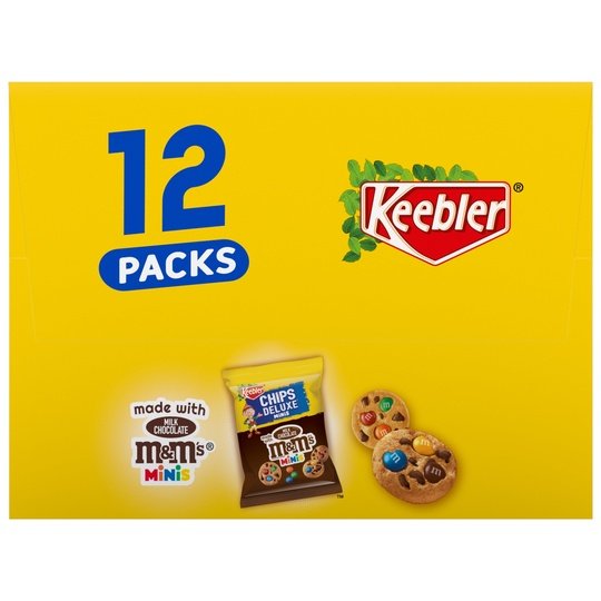 Keebler Chips Deluxe Minis Cookies with M&M's Minis Snack Bags , 12 Count