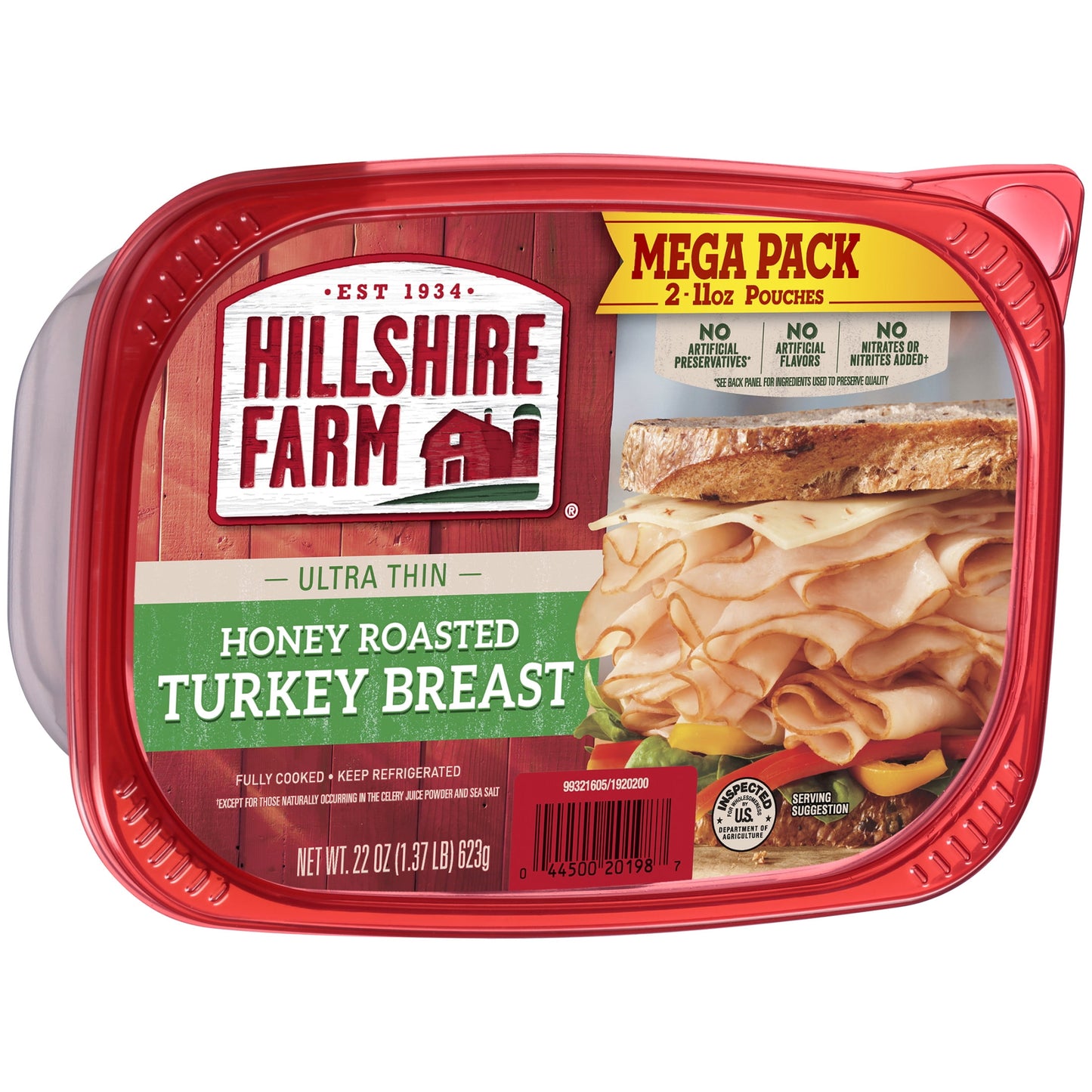 Hillshire Farm Sliced Honey Roasted Turkey Breast Deli Lunch Meat, 22 oz