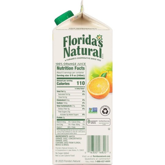Florida's Natural Orange Juice No Pulp 52 oz