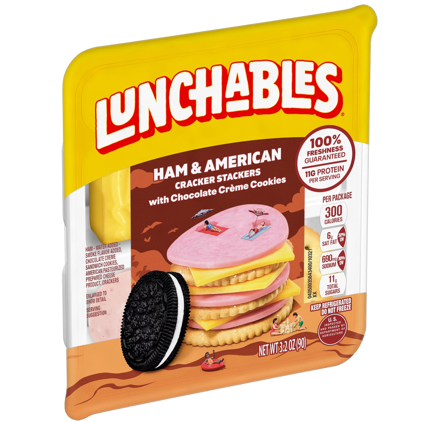 Lunchables Ham & American Cheese Cracker Stackers Kids Lunch Snack, 3.2 oz Tray