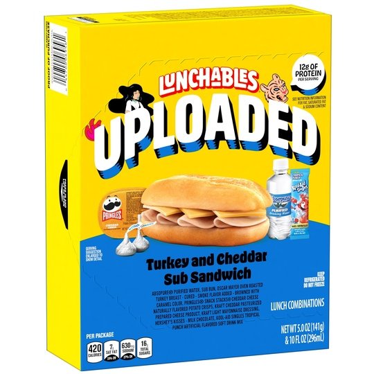 Lunchables Uploaded Turkey & Cheddar Cheese Sub Sandwich Kids Lunch Meal Kit, 15 oz Box