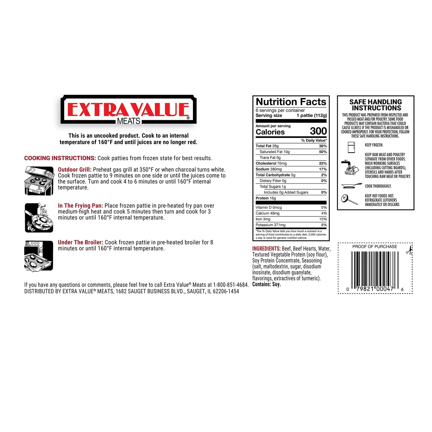 Extra Value Quarter Pound Beef Patties, 20 Count, 5 lbs, Dairy-Free, (Frozen)