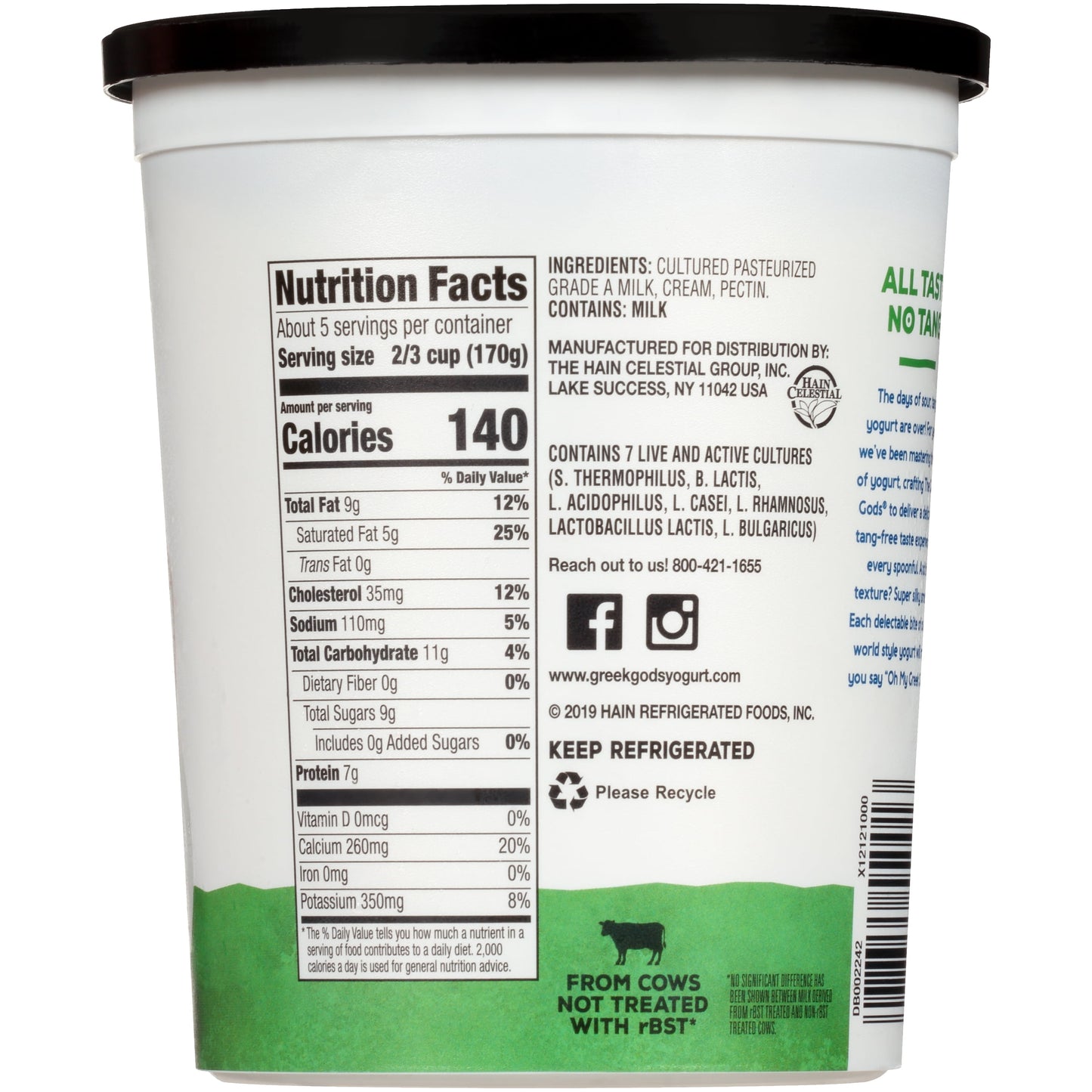 The Greek Gods Probiotic Plain Traditional Greek Yogurt, 32 oz