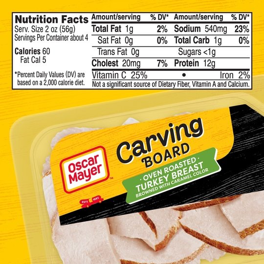 Oscar Mayer Carving Board Oven Roasted Sliced Turkey Breast Deli Lunch Meat, 7.5 Oz Package