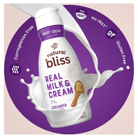 Coffee mate Natural Bliss Real Milk & Cream Sweet Cream Flavored Coffee Creamer, 32 fl oz