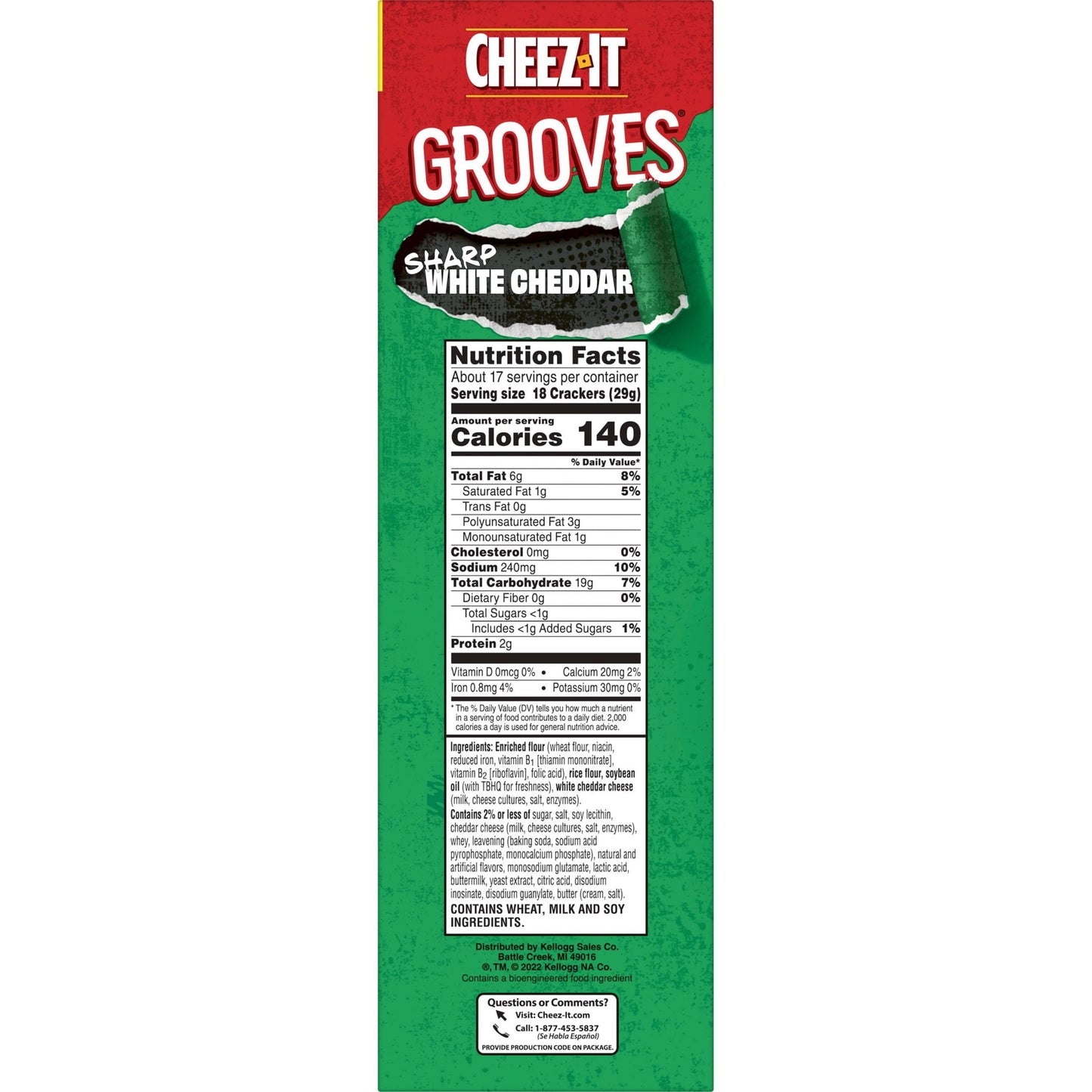 Cheez-It Grooves Sharp White Cheddar Crunchy Cheese Crackers, 17 oz