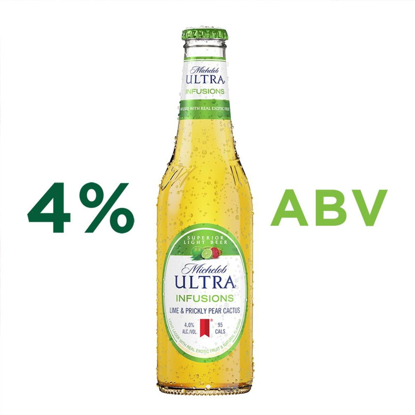 Michelob ULTRA Infusions Lime & Prickly Pear Domestic Beer, 12 Pack, 12 fl oz Bottles, 4% ABV