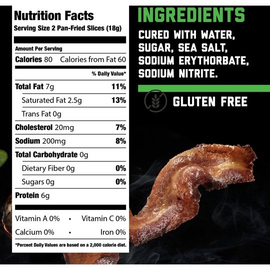 HORMEL BLACK LABEL Lower Sodium Pork Bacon, Gluten Free, 16 oz Plastic Package
