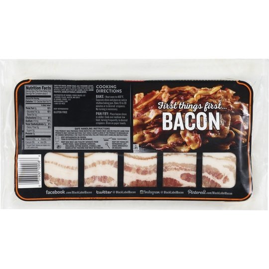 HORMEL BLACK LABEL Maple Pork Bacon, Gluten Free, 12 oz Plastic Package