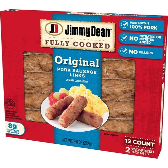 Jimmy Dean Fully Cooked Original Pork Sausage Links, 9.6 oz, 12 Count