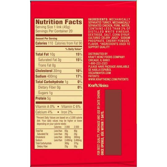 Oscar Mayer Wieners Uncured Original Hot Dogs Mega Pack, 20 Ct Box
