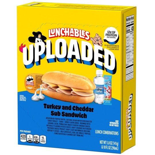 Lunchables Uploaded Turkey & Cheddar Cheese Sub Sandwich Kids Lunch Meal Kit, 15 oz Box
