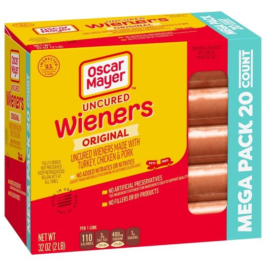 Oscar Mayer Wieners Uncured Original Hot Dogs Mega Pack, 20 Ct Box