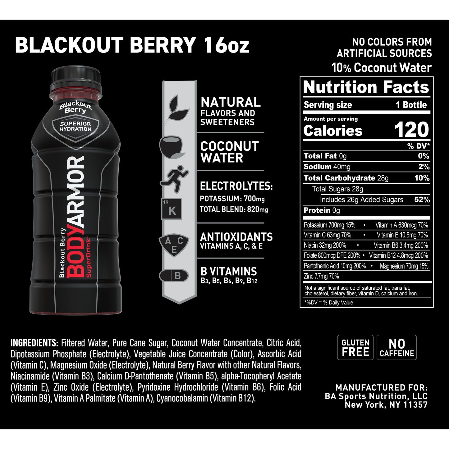 BODYARMOR Sports Drink, Blackout Berry, 16 Fl. Oz., 1 count