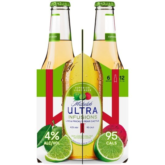 Michelob ULTRA Infusions Lime & Prickly Pear Cactus Domestic Beer, 6 Pack Beer, 12 fl oz Bottles, 4 % ABV