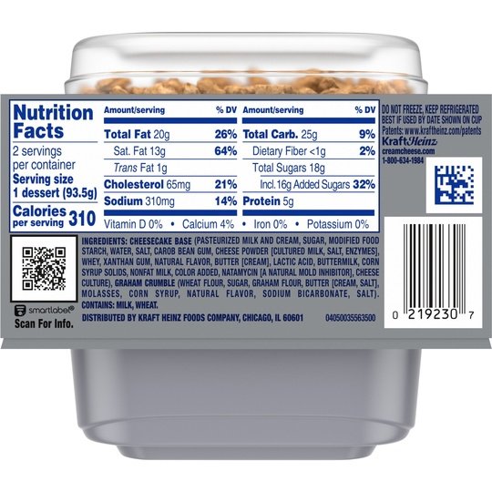Philadelphia Cheesecake Crumble Original Cheesecake Dessert with Graham, 2 Ct Pack
