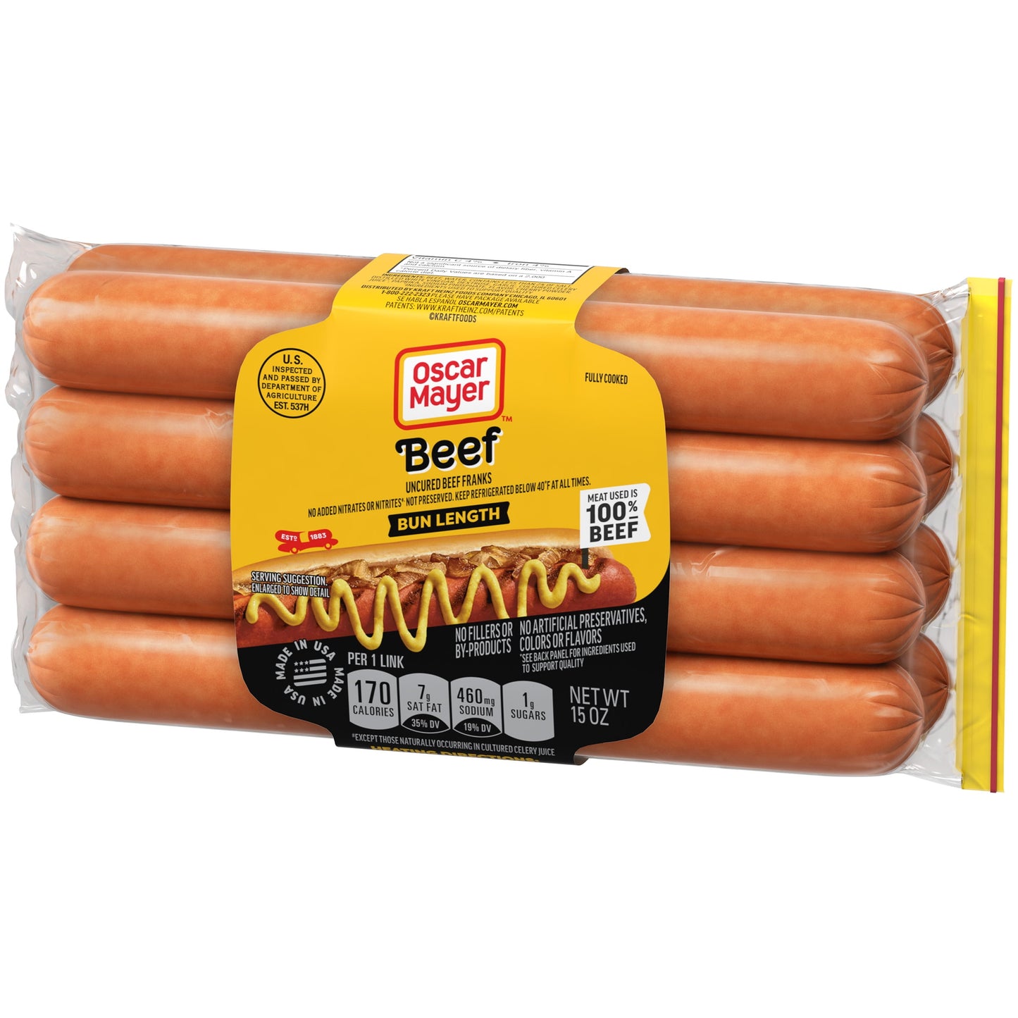 Oscar Mayer Bun Length Franks Hot Dogs, 8 Ct Pack