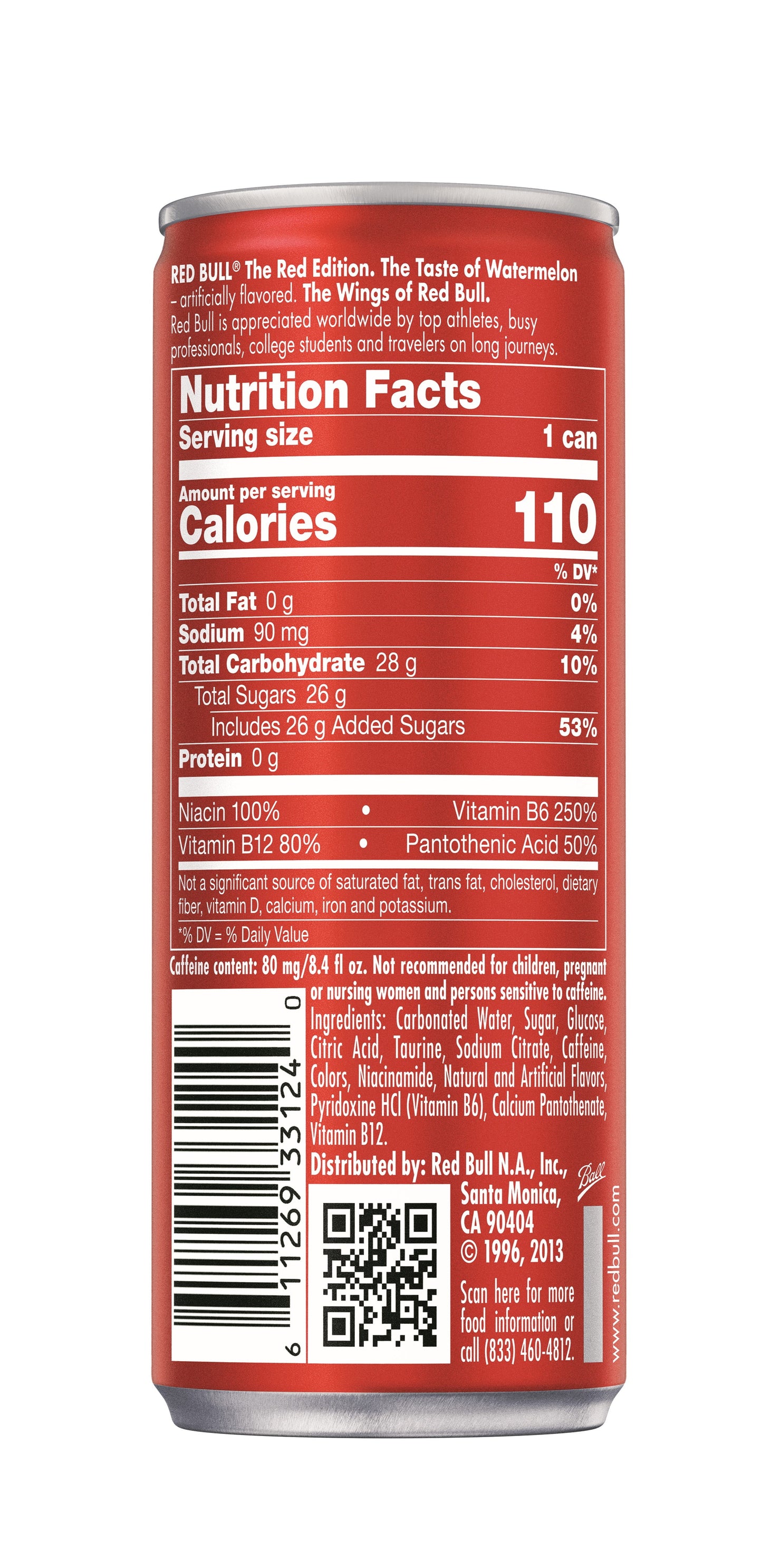 Red Bull Red Edition Watermelon Energy Drink, 8.4 fl oz, Pack of 4 Cans