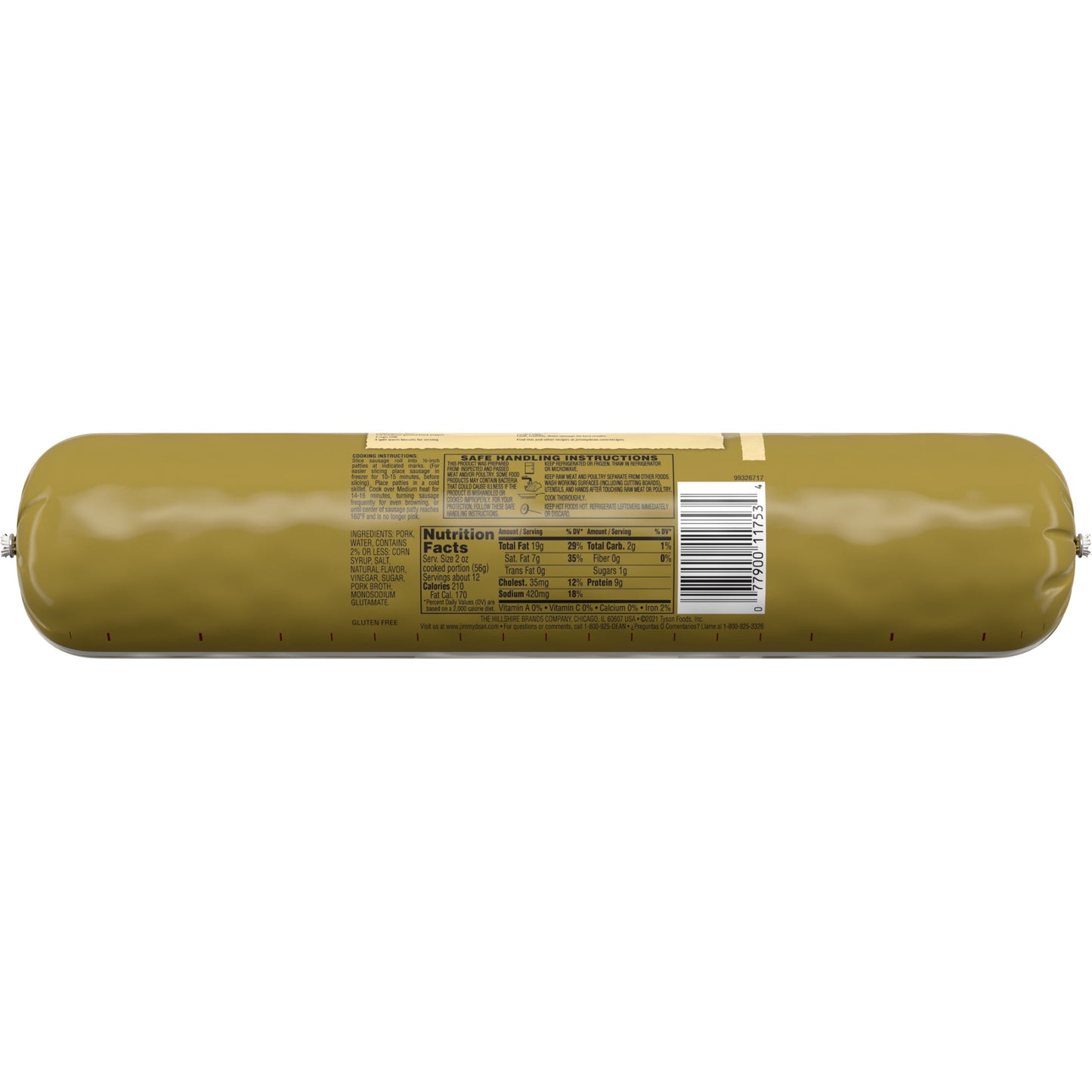 Jimmy Dean Premium Pork Regular Sausage Roll, 2 lb
