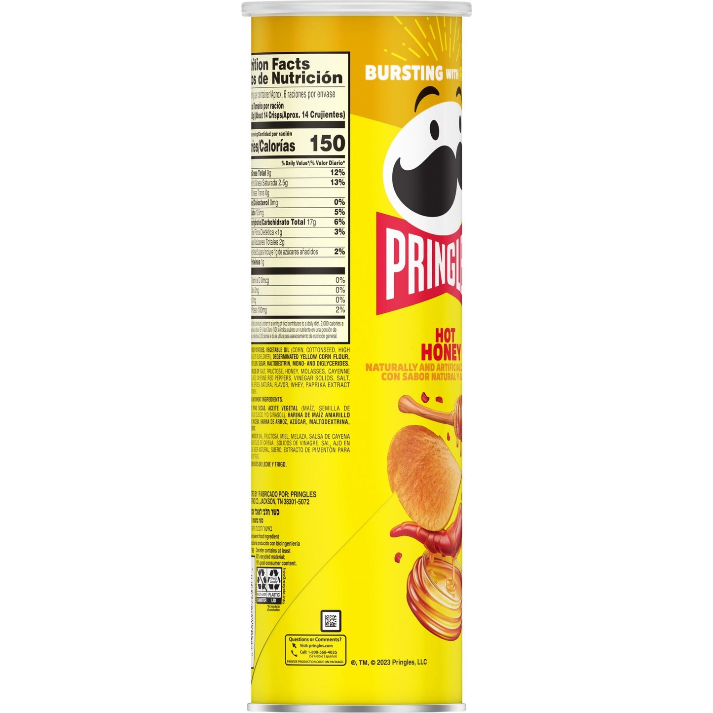 Pringles Hot Honey Potato Crisps Chips, 5.5 oz