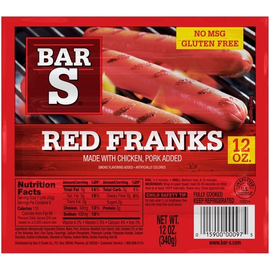 Bar S Red Chicken Franks, 12 oz