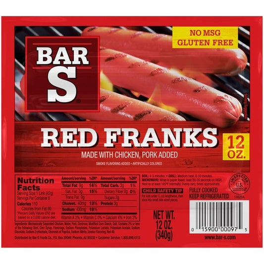 Bar S Red Chicken Franks, 12 oz