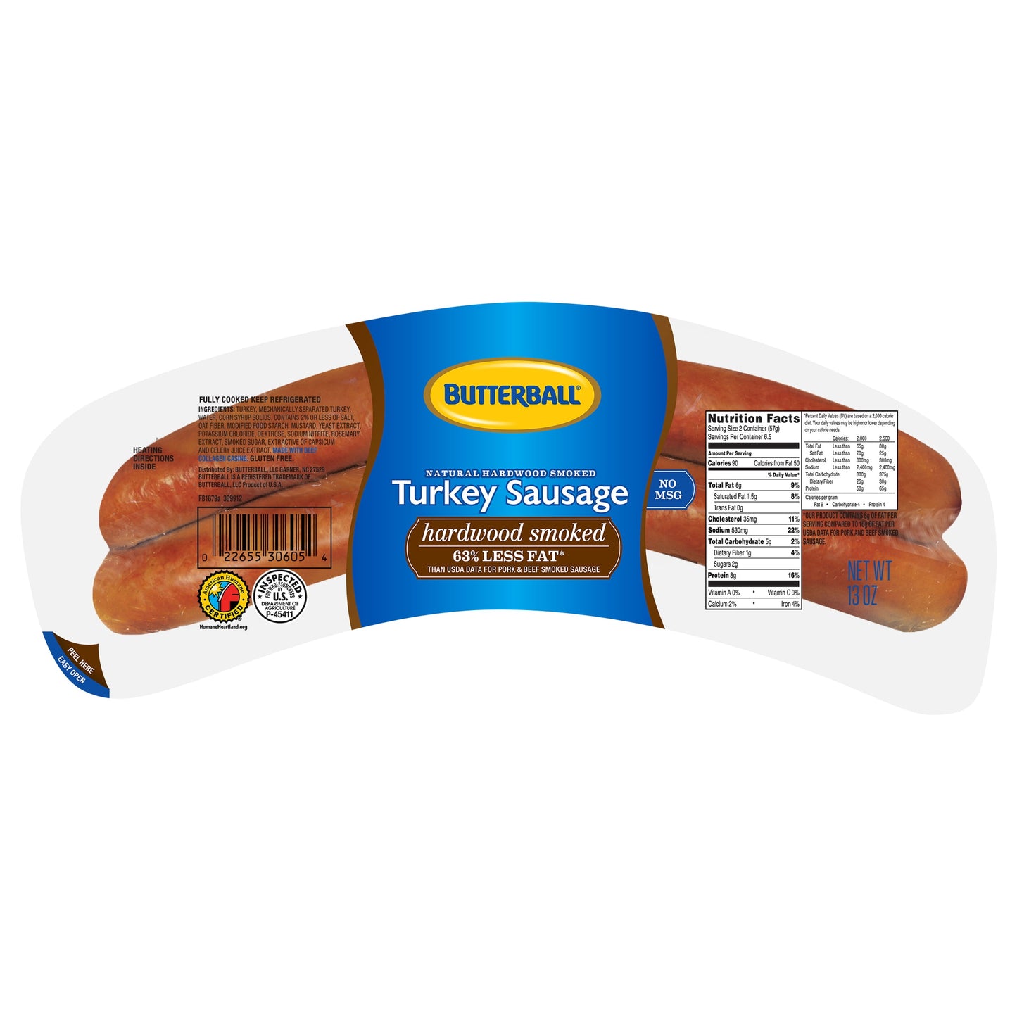 Butterball Fully Cooked Smoked Turkey Sausage, 13oz. Pack