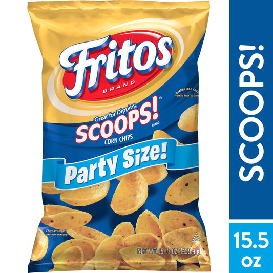 Fritos Scoops! Corn Snacks, Party Size, 15.5 oz Bag