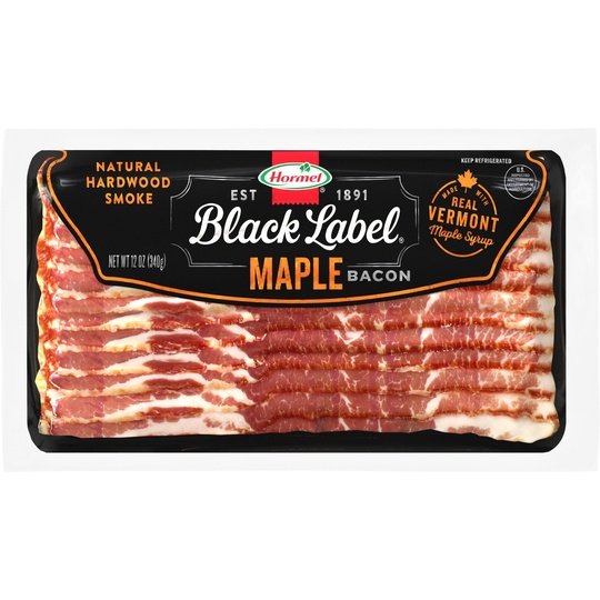 HORMEL BLACK LABEL Maple Pork Bacon, Gluten Free, 12 oz Plastic Package