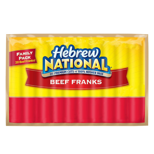 Hebrew National Kosher Family Size Beef Franks Hot Dogs, 34.1 oz, 20 Ct Pack