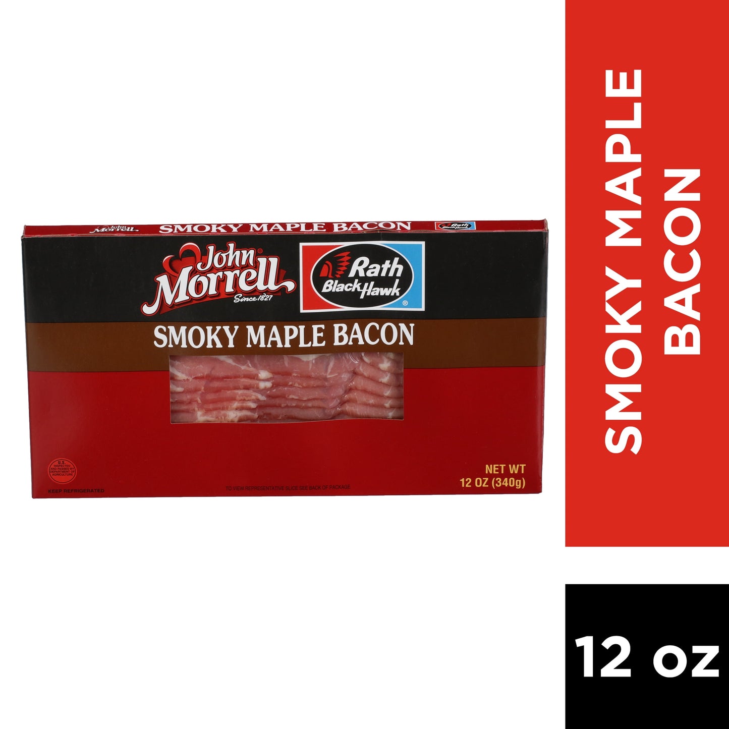John Morrell Rath Black Hawk Smoky Maple Sliced Bacon, 12 oz