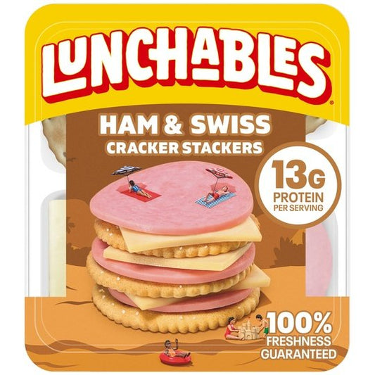 Lunchables Ham and Swiss Cracker Stackers, 3.2 oz Tray