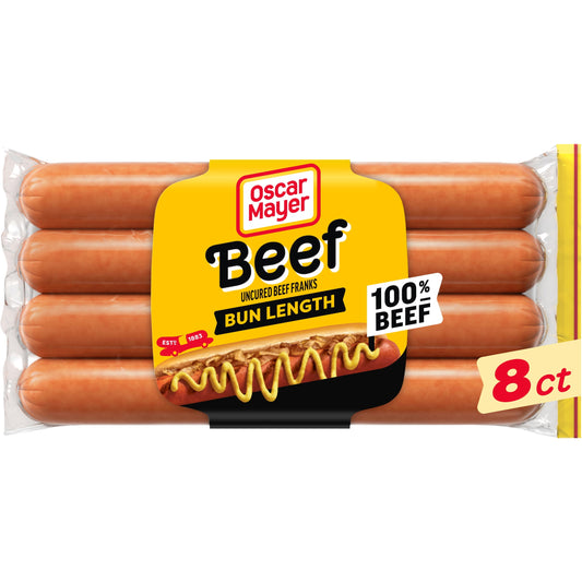 Oscar Mayer Bun Length Franks Hot Dogs, 8 Ct Pack