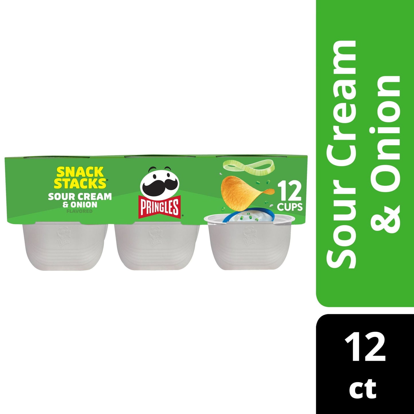 Pringles Sour Cream and Onion Potato Crisps Chips, 8.8 oz, 12 Count