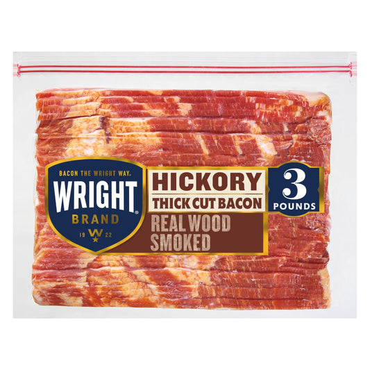 Wright Brand Thick Sliced Hickory Smoked Bacon, 3 lb.