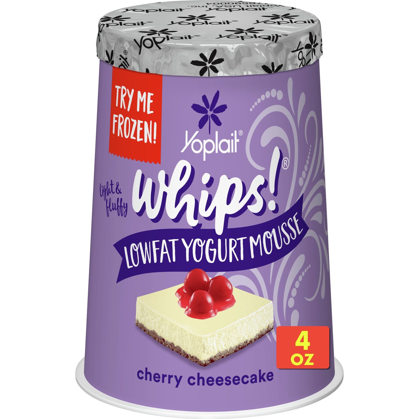 Yoplait Whips Lowfat Yogurt Mousse, Cherry Cheesecake Flavored Snack, 4 OZ Yogurt Cup