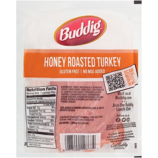 Carl Buddig Gluten Free  Honey Roasted Turkey Breast Plastic Pouch, 2 oz