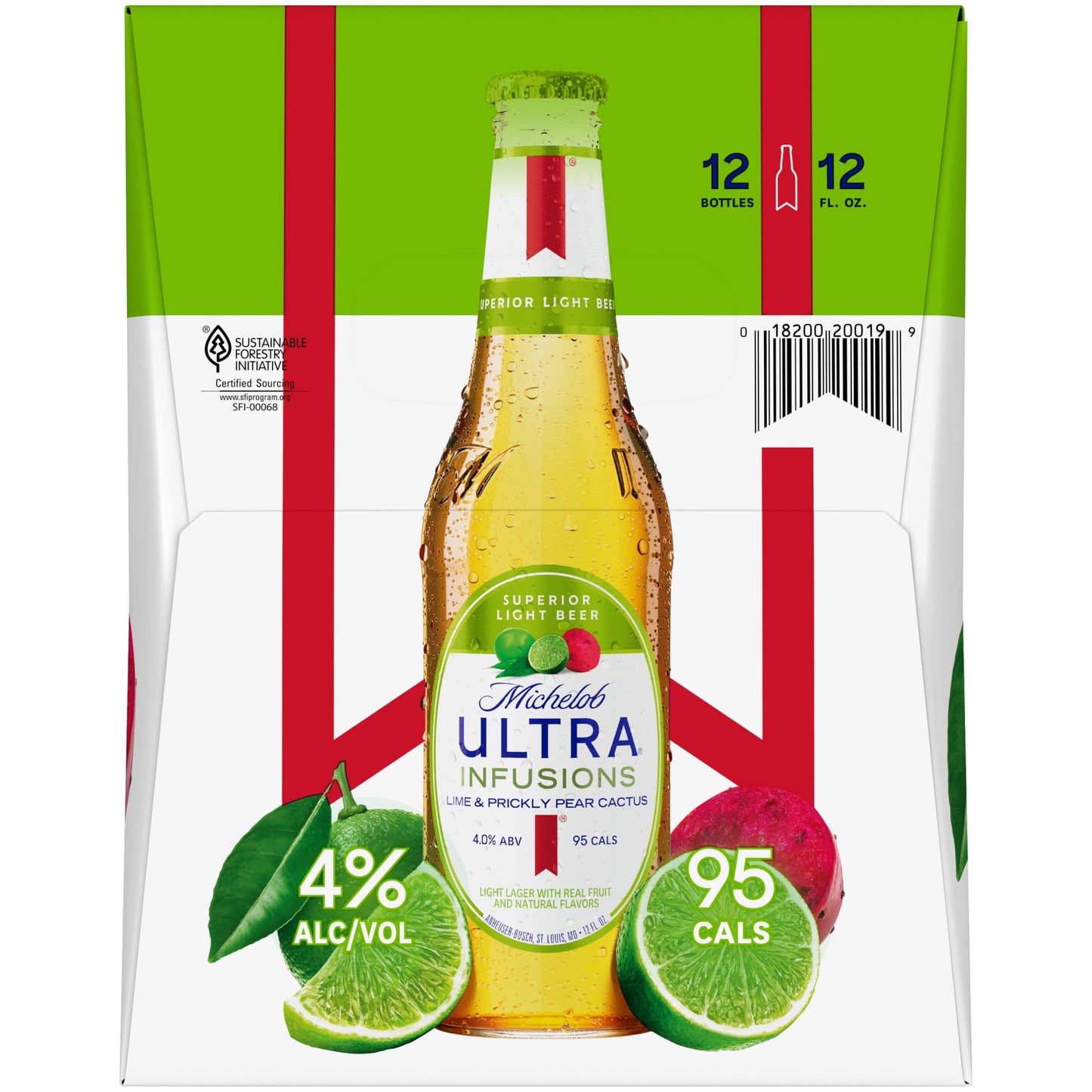 Michelob ULTRA Infusions Lime & Prickly Pear Domestic Beer, 12 Pack, 12 fl oz Bottles, 4% ABV