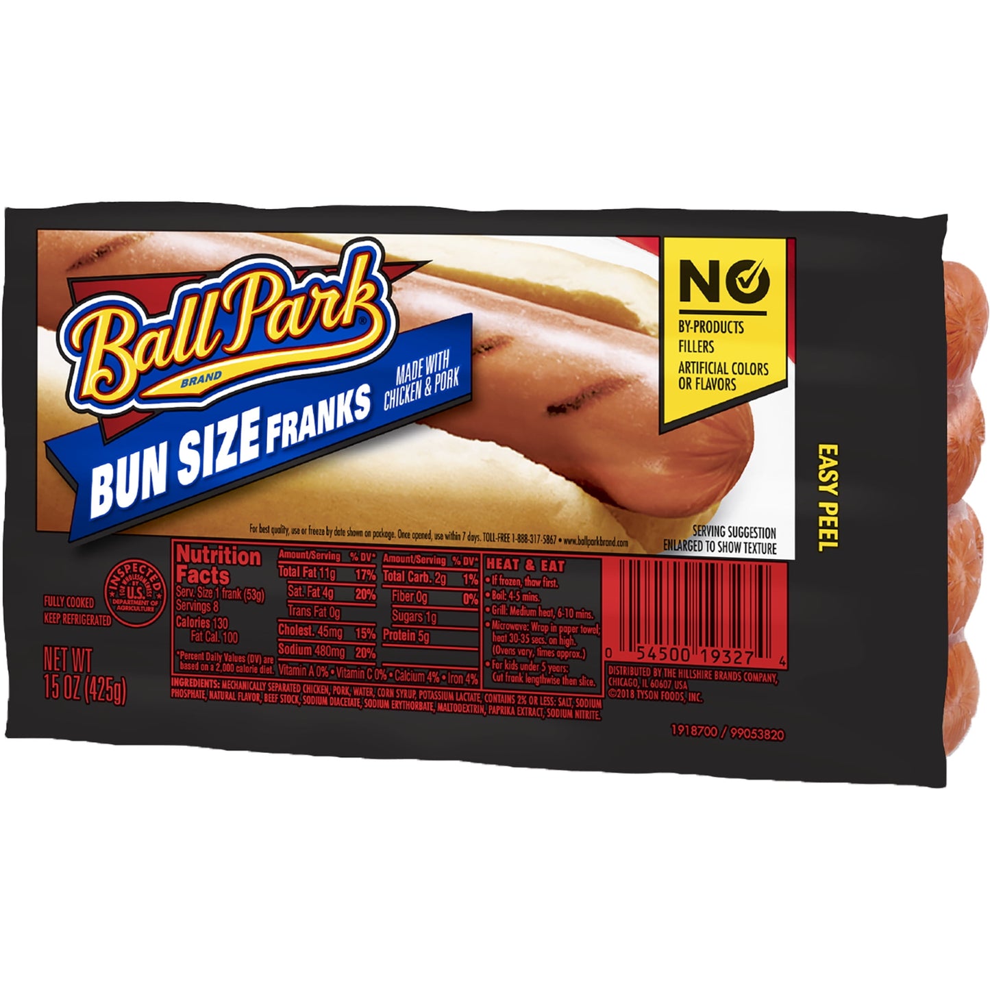 Ball Park Classic Bun Size Hot Dogs, 15 oz, 8 Count