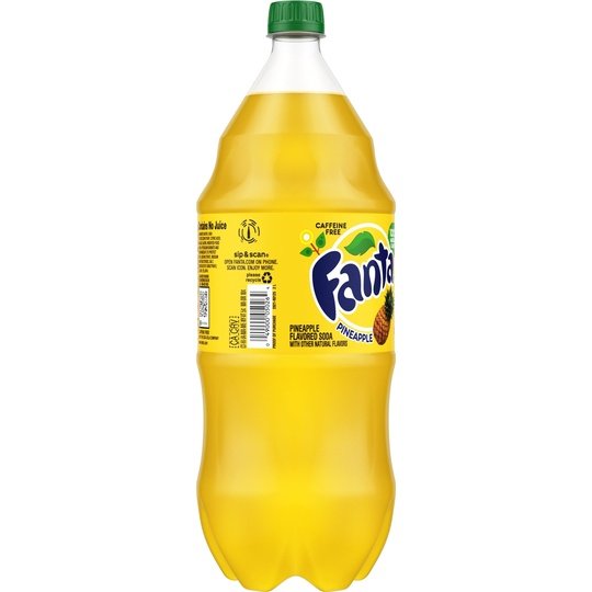 Fanta Pineapple Fruit Soda Pop, 2 Liter Bottle