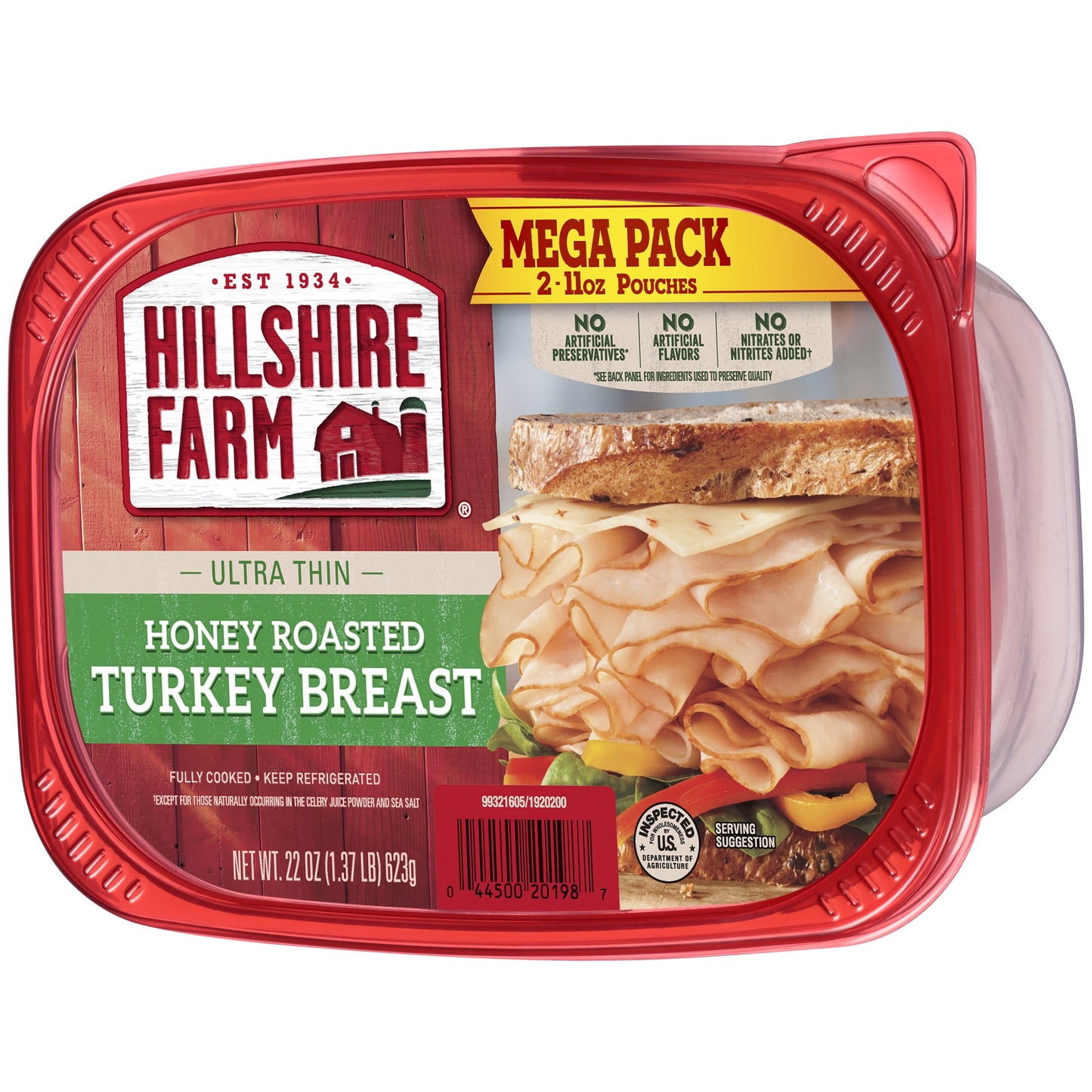 Hillshire Farm Sliced Honey Roasted Turkey Breast Deli Lunch Meat, 22 oz