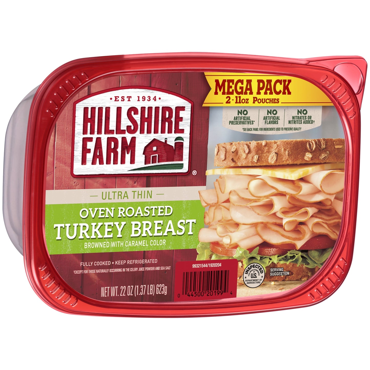 Hillshire Farm Sliced Oven Roasted Turkey Breast Deli Lunch Meat, 22 oz