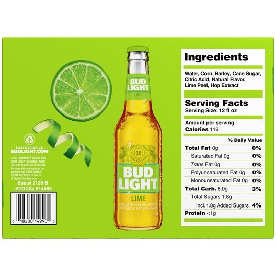 Bud Light Lime Beer, 12 Pack Beer, 12 fl oz Bottles, 4.2% ABV, Domestic