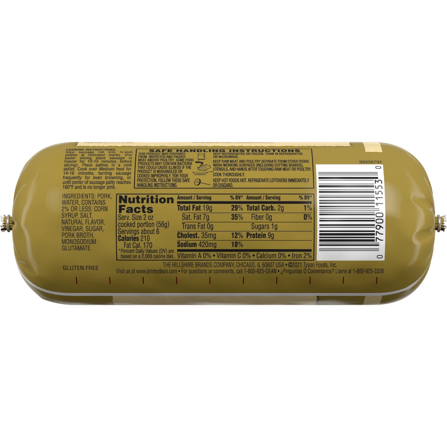 Jimmy Dean Premium Pork Regular Sausage Roll, 16 oz