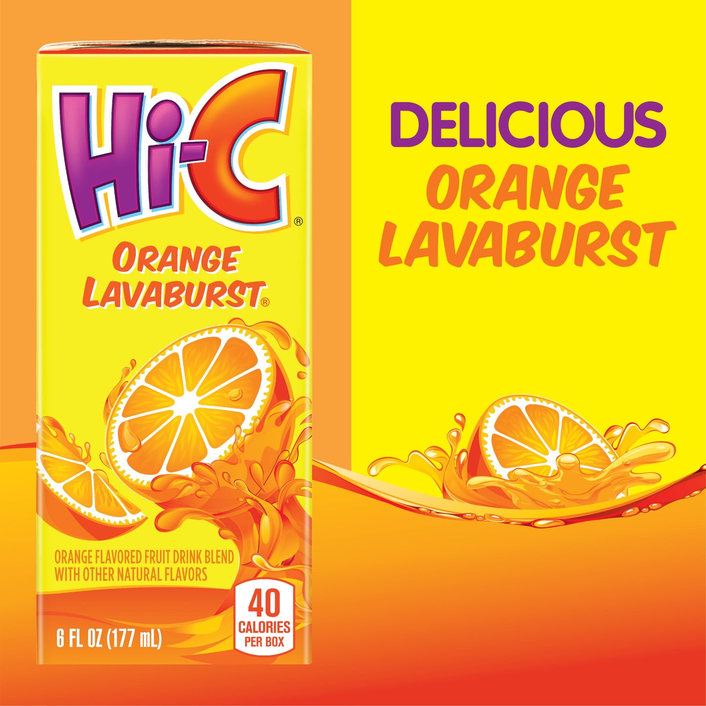 Hi-C Orange Lavaburst Fruit Juice, 6 fl oz, 8 Juice Boxes