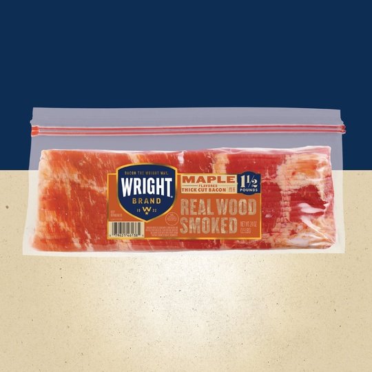 Wright Brand Thick Sliced Hickory Smoked Maple Bacon, 1.5 lb